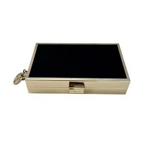 Giorgio Armani Parfums Satin Frame Box Clutch Mini Purse Black and Gold-Tone